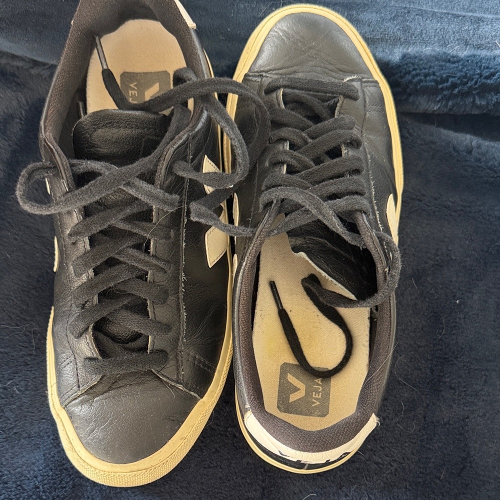 Veja Black and Cream Campo Sneakers, size 7/38